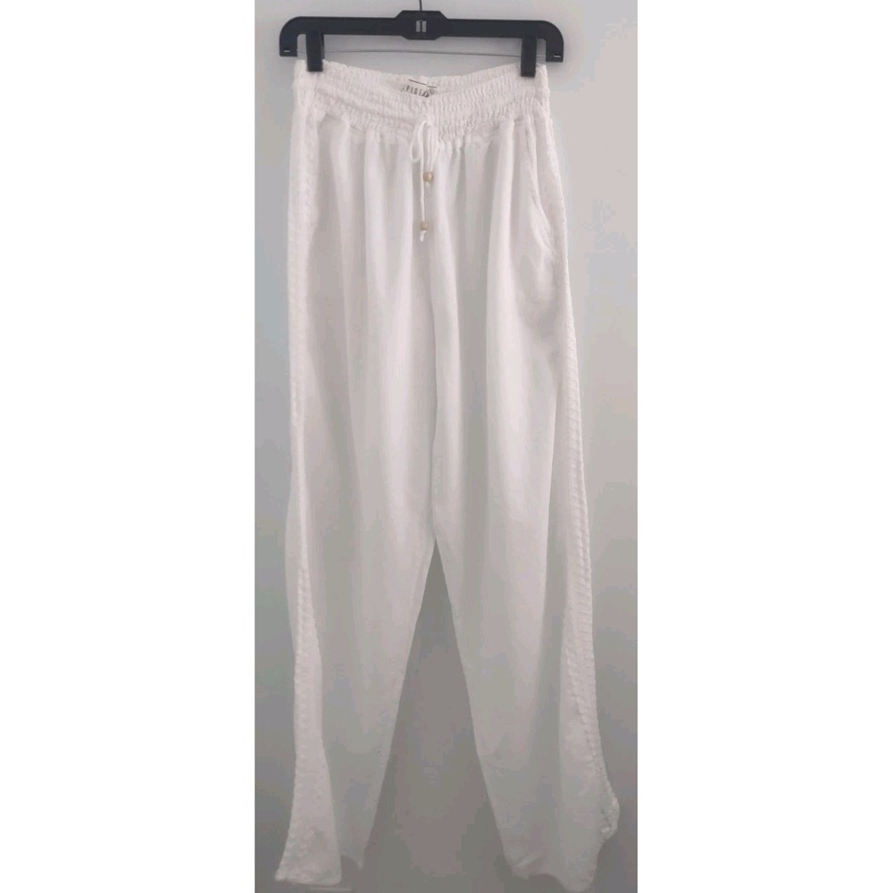 Seaspice Cotton Wide Leg Pants Womens‎ XL White Crochet Trim Resort Boho Coastal